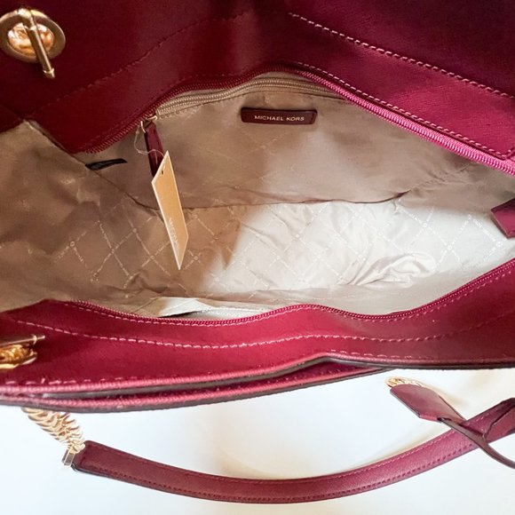 Michael Kors Jet Set Travel Large X Chained Tote Shoulder Bag MK Mulberry Multi - Picture 9 of 13